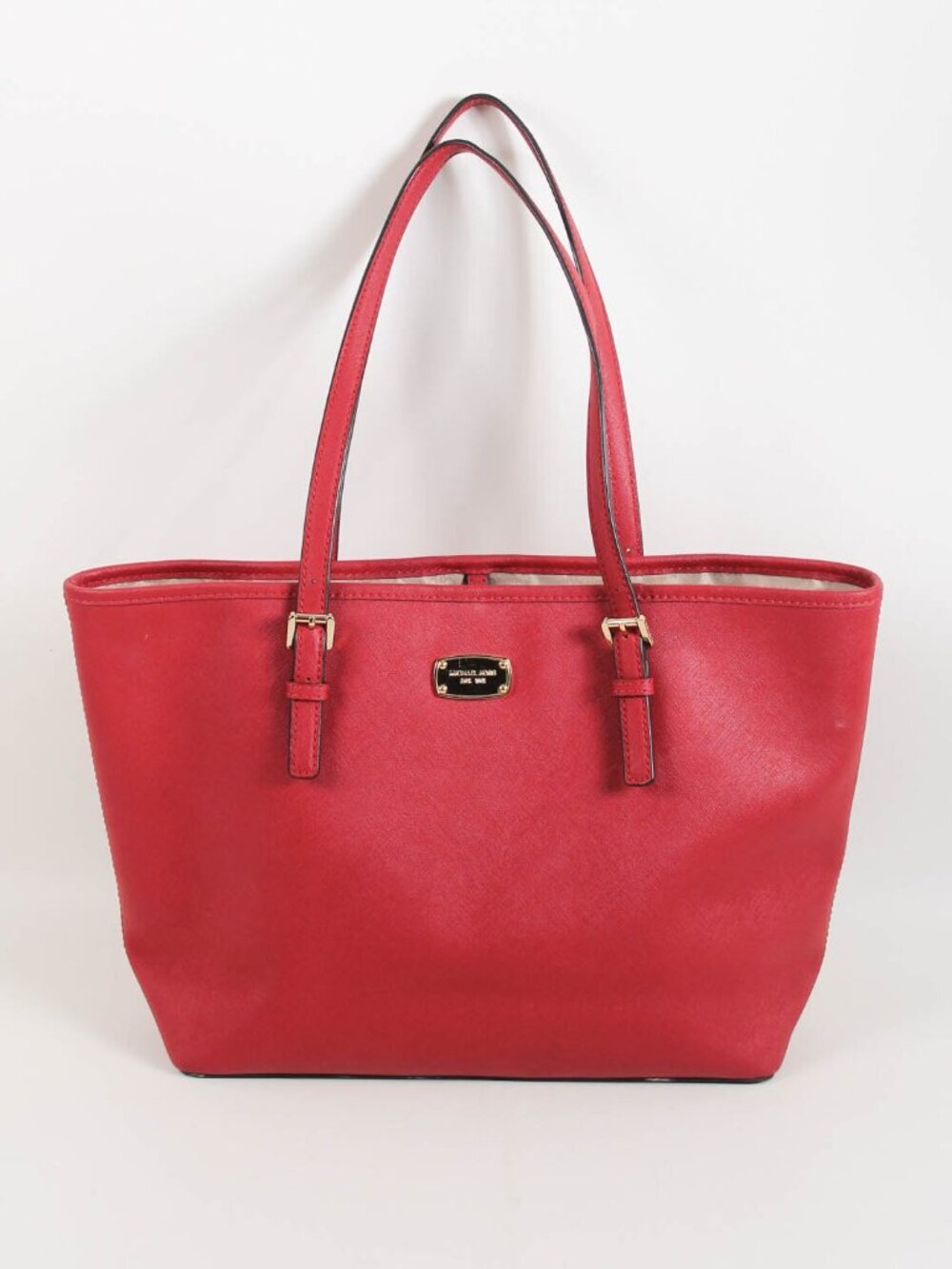 Michael Kors Jet Set Travel Large Top Zip Tote Red Saffiano Leather Shoulder Bag
